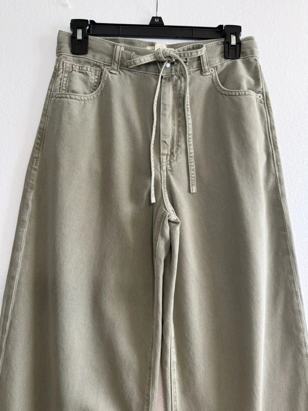 Madewell Super Wide Leg Jeans High Rise Drawstring Airy Size 24 In Sagebrush - Picture 5 of 16
